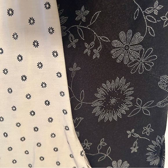 Lands' End Set Black Floral Drapey Kimono Open Front White Tee Top Plus size 1X - Picture 13 of 16